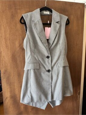 Sleeveless Houndstooth Blazer Dress